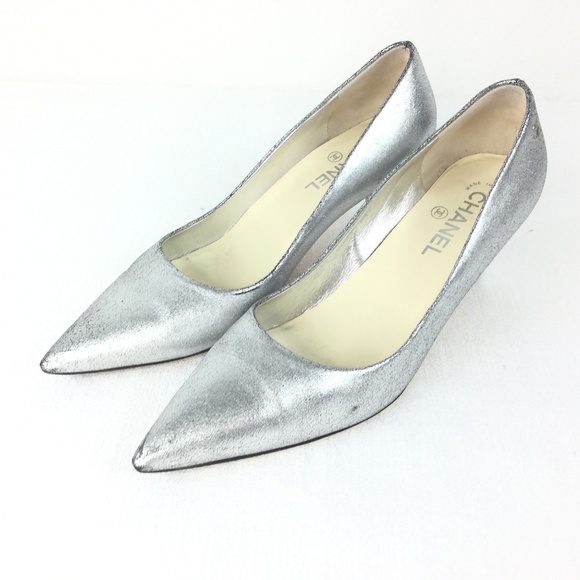 CHANEL Shoes - Chanel Pumps Heels Silver Women Size 40